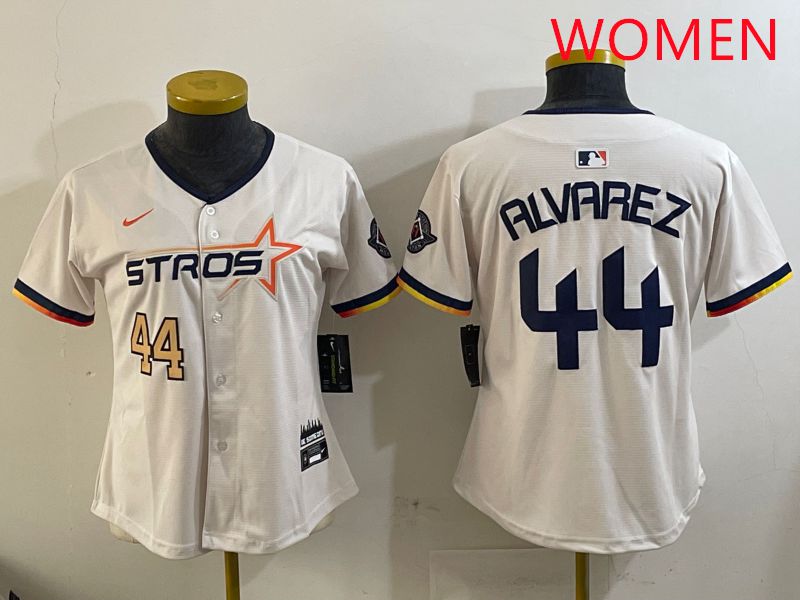 Women Houston Astros #44 Alvarez Cream Three generations Joint Name 2025 Nike MLB Jersey style 2